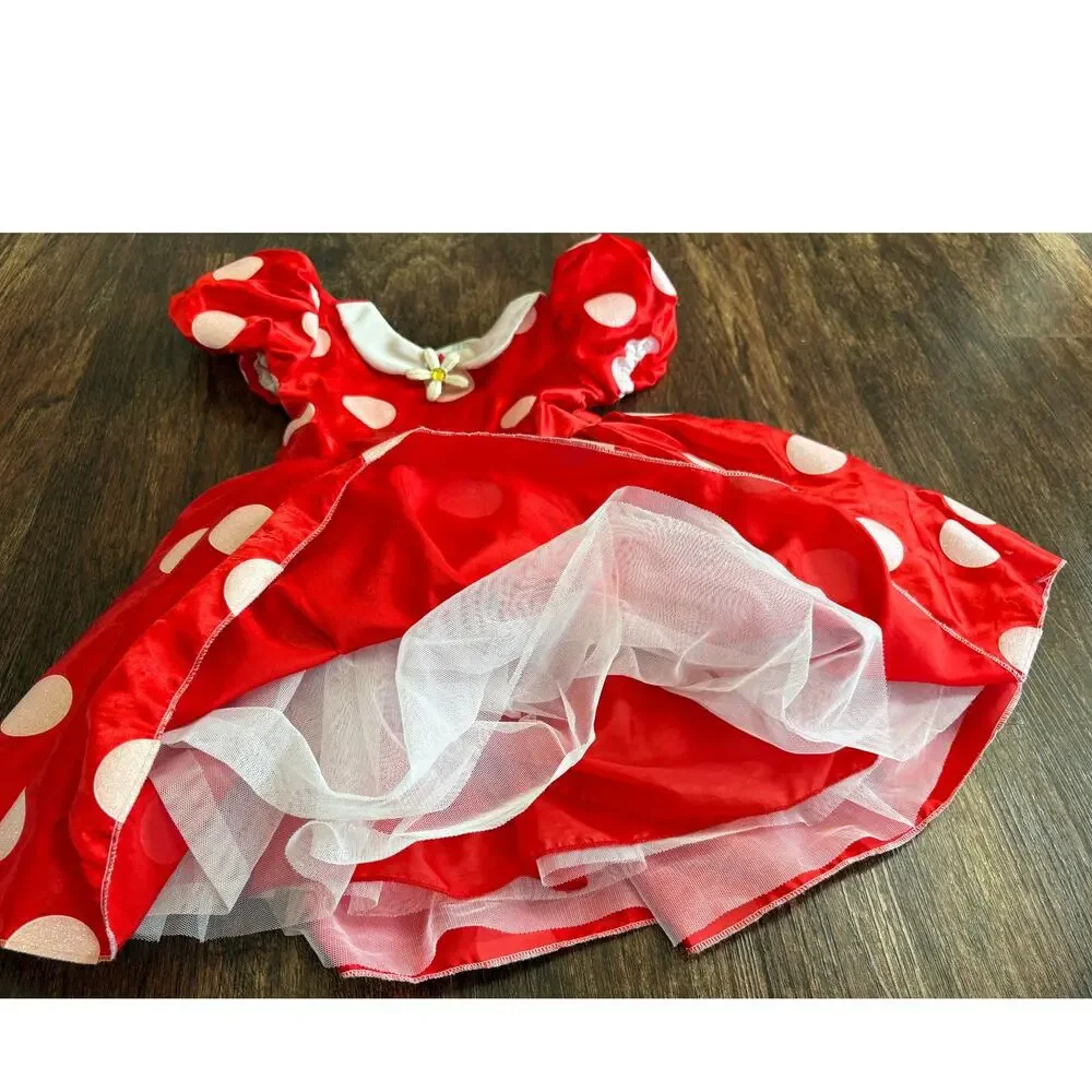 Authentic Disney Minnie Mouse Red Polka Dot Halloween Costume Dress Girls Size 3